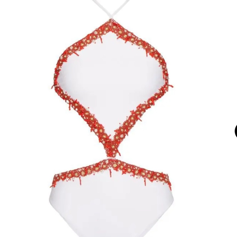 VALENTINO GARAVANI Beaded Cut-Away Swimsuit $4,708 large comes with dust bag - Picture 6 of 17